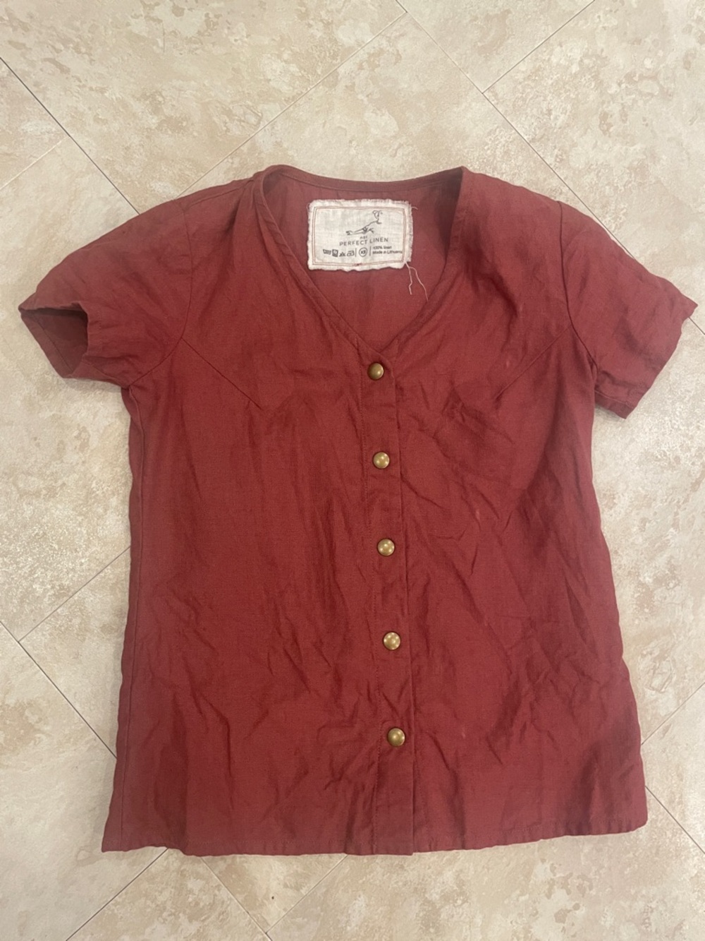🍀Sale 4/$20  Not Perfect Linen button top, XS